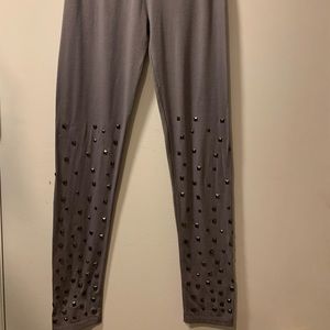 Morphine Generation Women’s Skinny Stretch Tights Gray stylish w silver studs